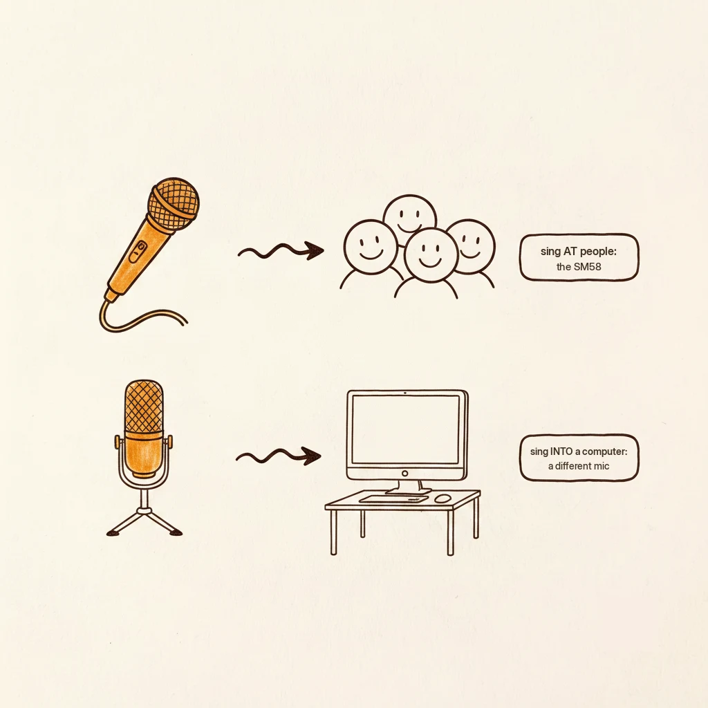 shure sm58 for singing at people vs a desk mic for singing into a computer