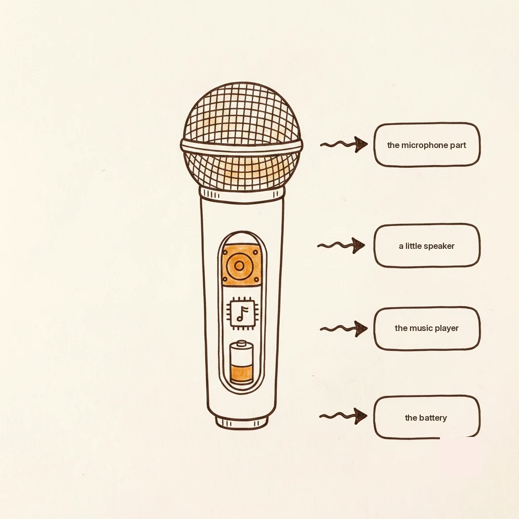 all-in-one karaoke microphone: what's inside the handle
