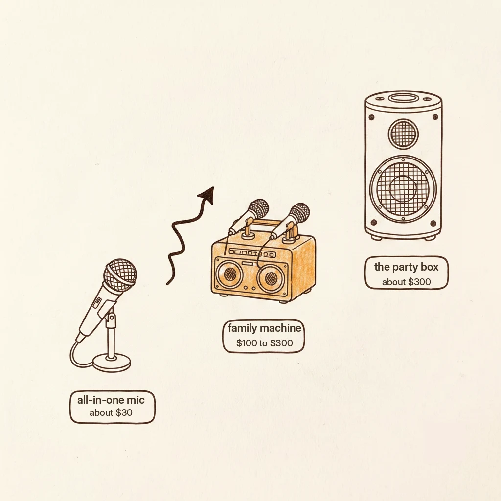 are karaoke machines worth it: cost ladder from $30 mic to $300 party box
