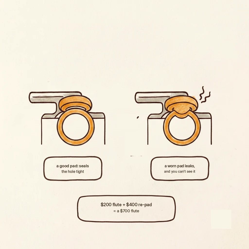 why used flutes are risky: worn flute pads and repair costs explained
