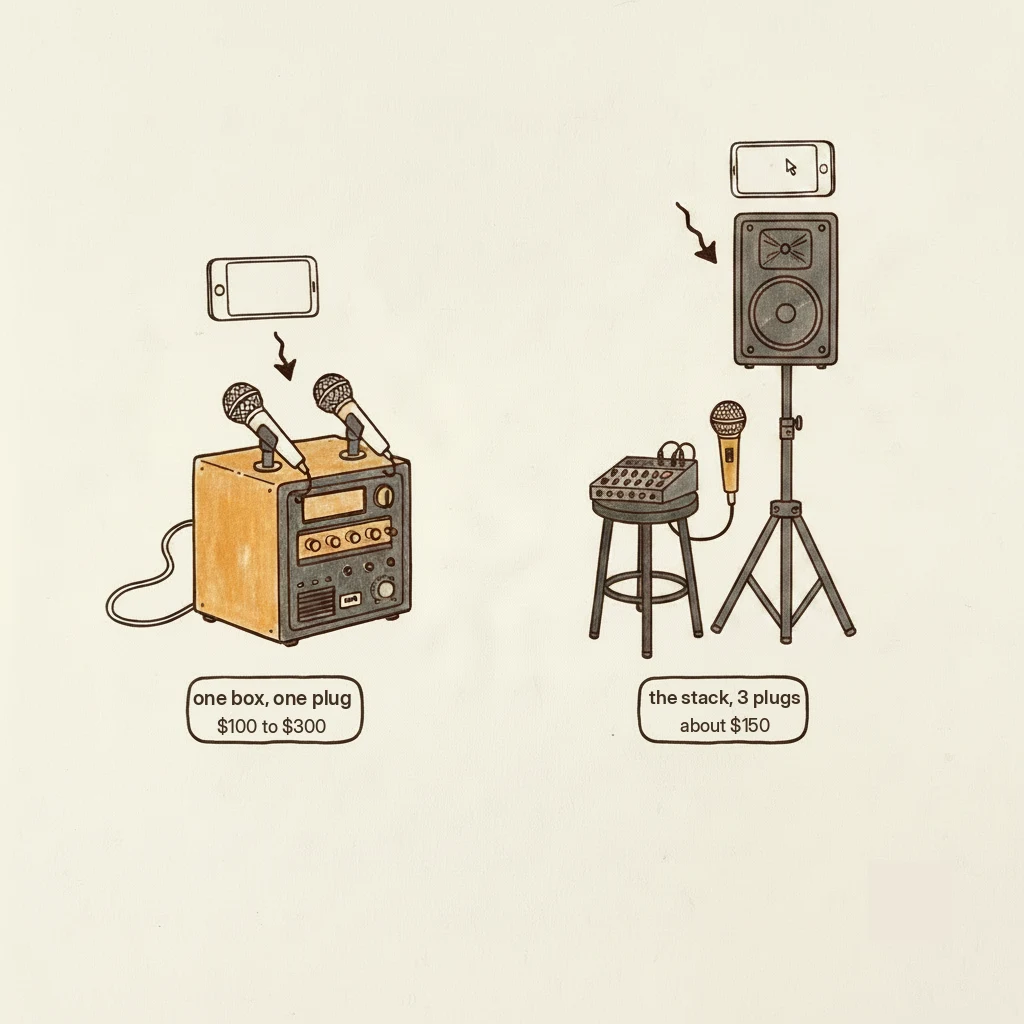 karaoke machine vs speaker and app setup for home: cost and sound compared
