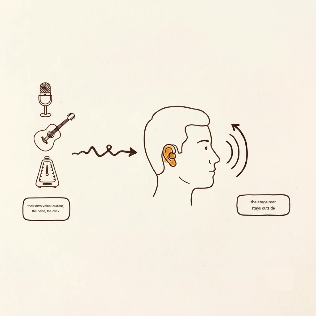 what singers hear in their in-ear monitors on stage