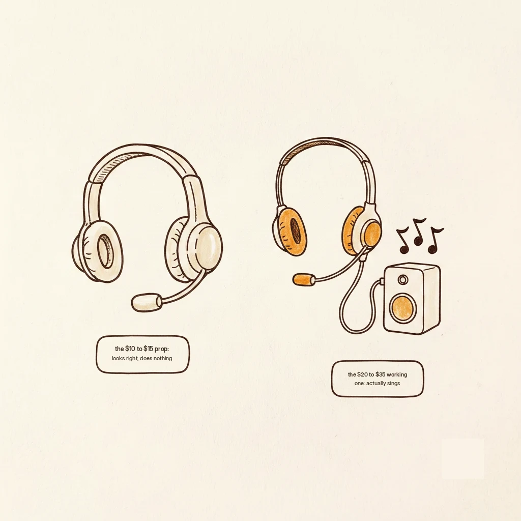 pop star headset costume: prop microphone vs a working headset mic
