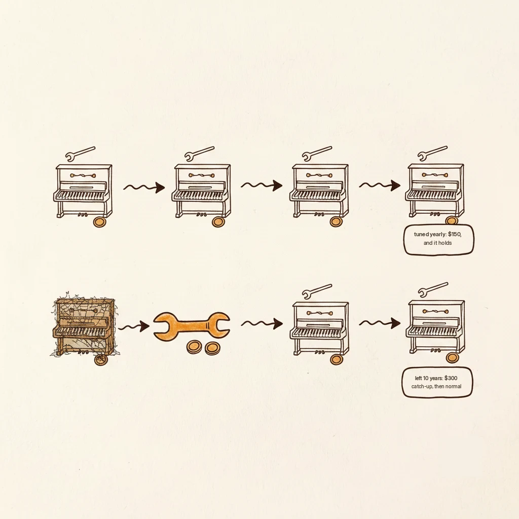 piano tuning cost: normal tuning vs pitch raise for a neglected piano
