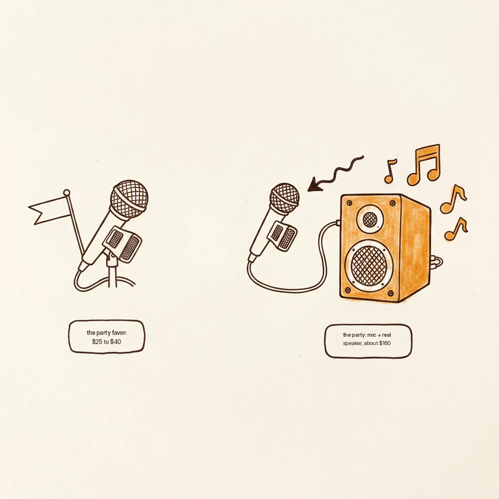 karaoke microphone with speaker: all-in-one vs real speaker setup