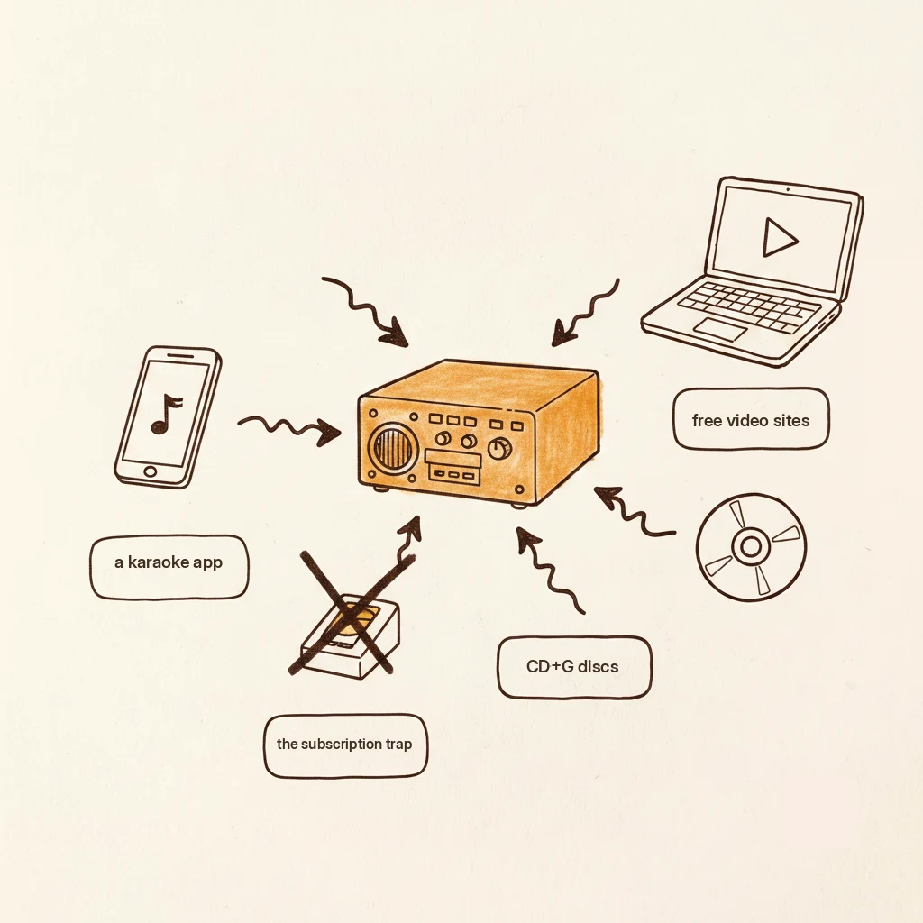 how karaoke machines get songs: apps, youtube, and discs
