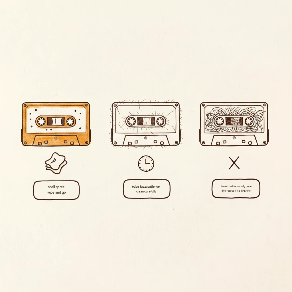 vhs tape mold: what's cleanable and what isn't