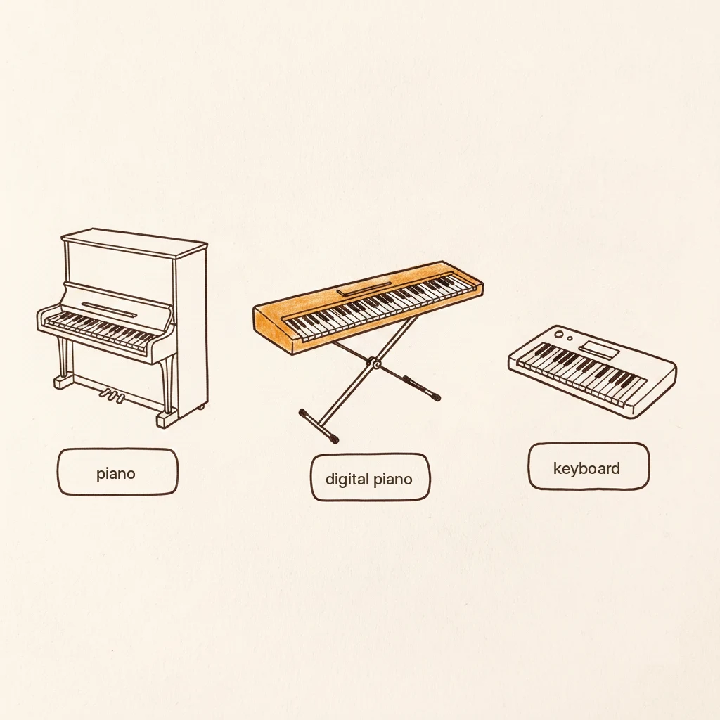 piano vs digital piano vs keyboard, the three things stores sell