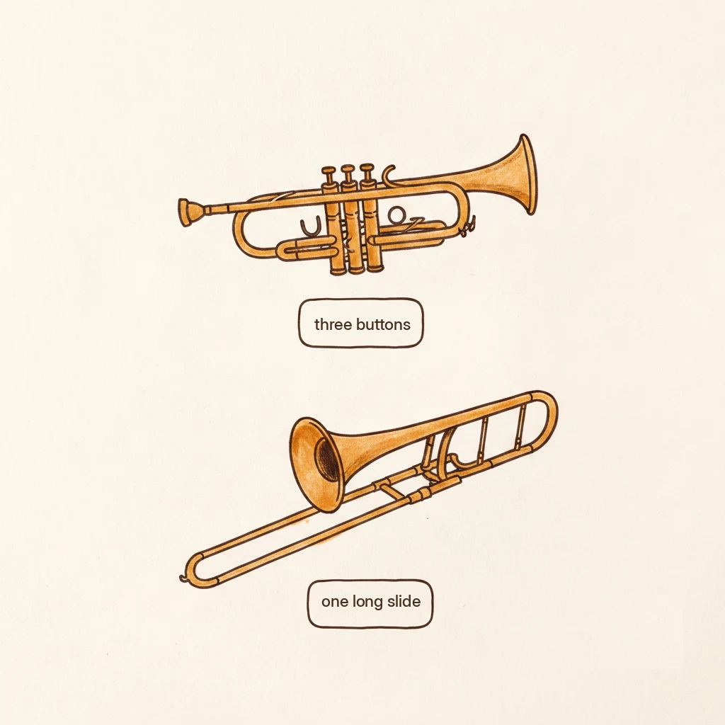 trumpet vs trombone, valves versus slide in plain words