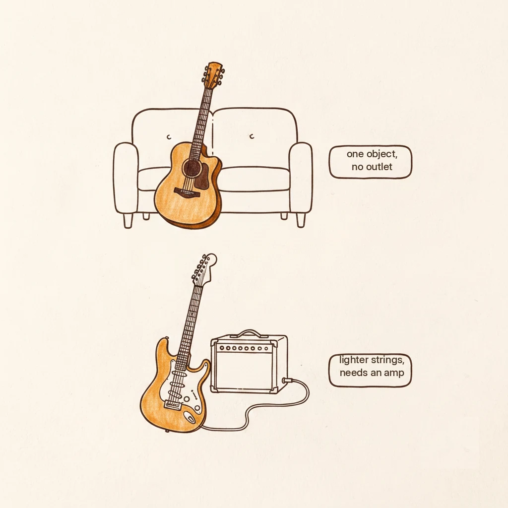 acoustic vs electric guitar for a beginner, what each one really asks of you
