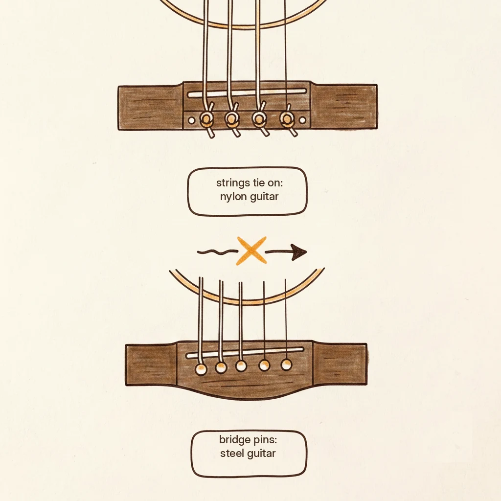 nylon vs steel strings, two different guitars, not a swap
