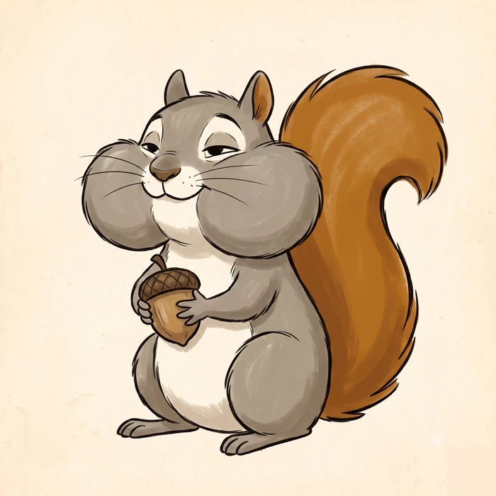 Squirrel with an acorn
